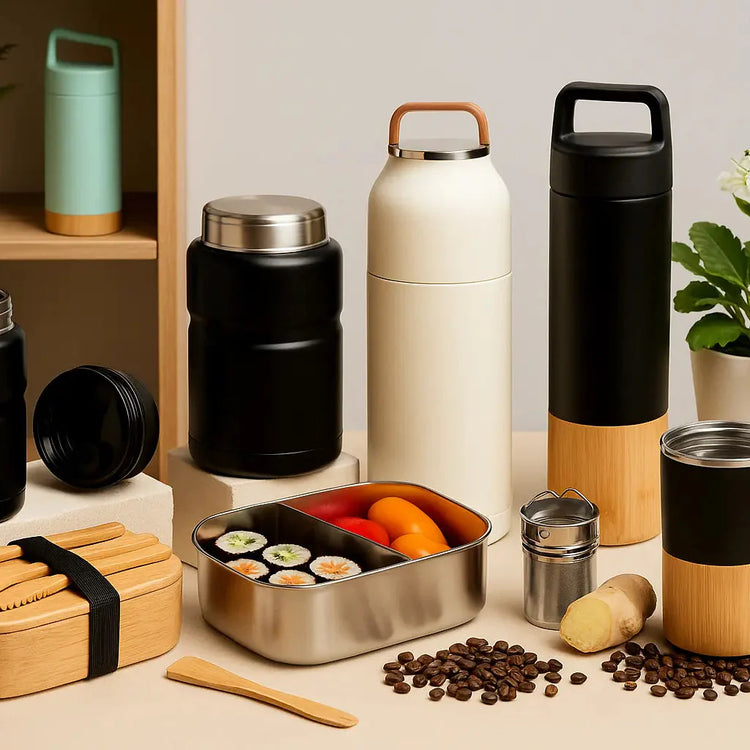 eko termosky, sklenené fľaše a obedáre z bambusu a nerezu | YEVA.sk