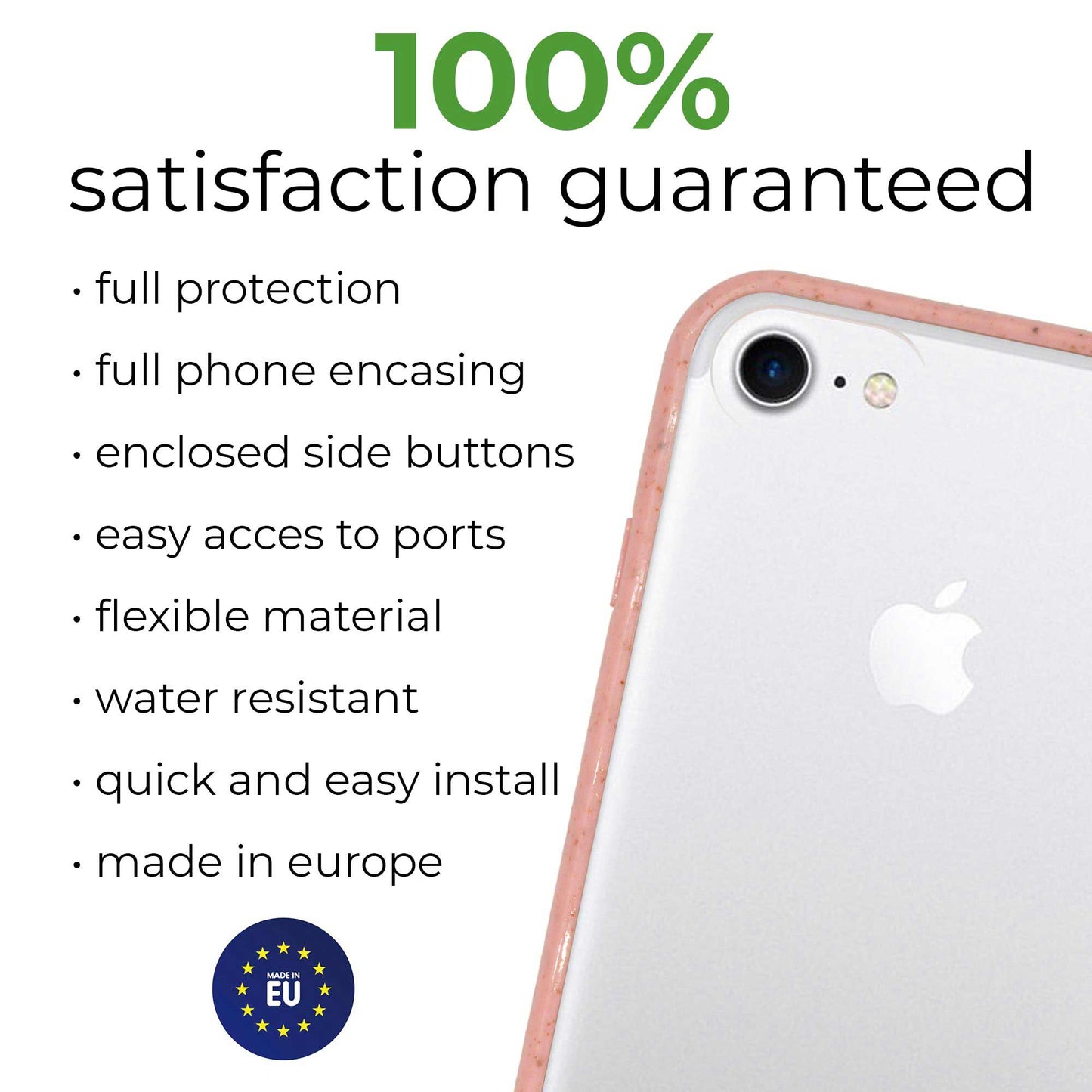 Biologicky rozložiteľné púzdro s prírodnými bodkami – Transparent Pink