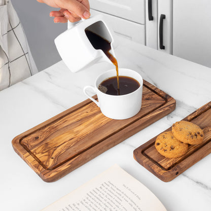 Prírodná olivová doska s drážkou – servírovanie nápojov