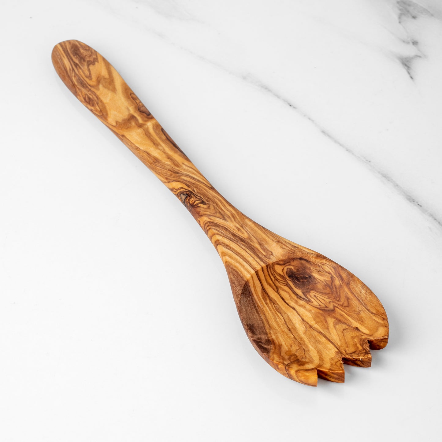 Ručne vyrobená šalátová lyžica Spork z olivového dreva, 30 cm