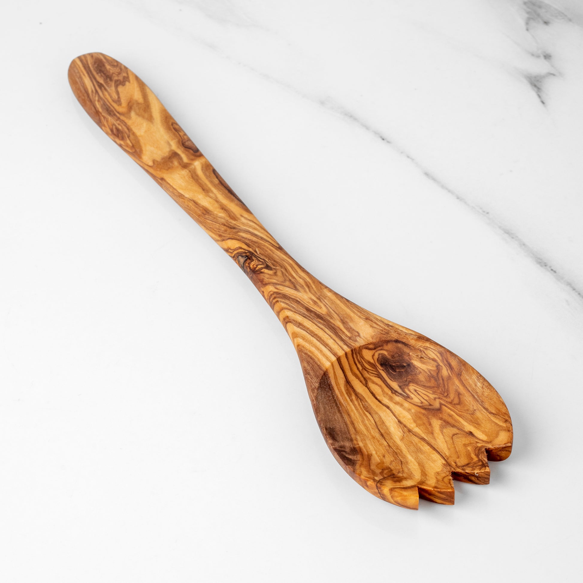 Ručne vyrobená šalátová lyžica Spork z olivového dreva, 30 cm