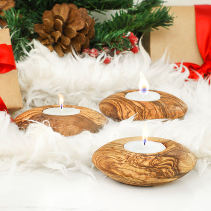 Okrúhly svietnik z olivového dreva – ekologický a štýlový detail – YEVA.sk