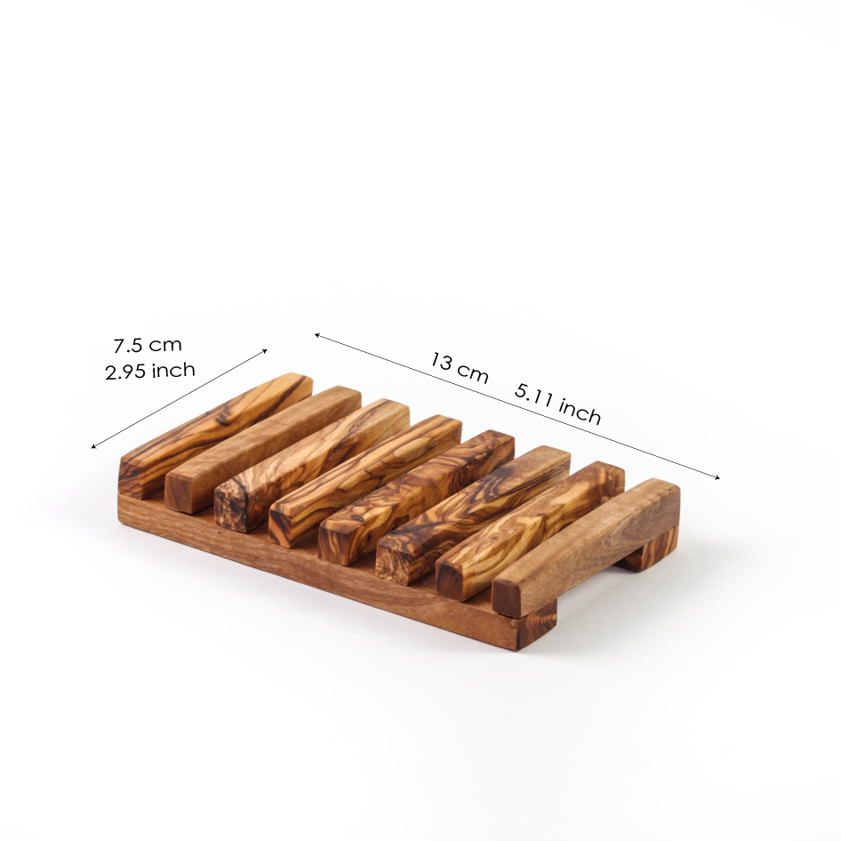 Ručne vyrobená obdĺžniková mydelnička z prírodného olivového dreva – originálny dizajn