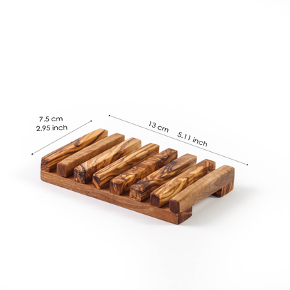 Ručne vyrobená obdĺžniková mydelnička z prírodného olivového dreva – originálny dizajn