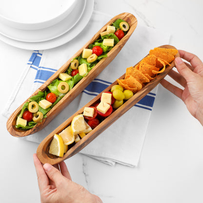 Ručne vyrobený servírovací podnos z olivového dreva – ideálny na krekry či jednohubky