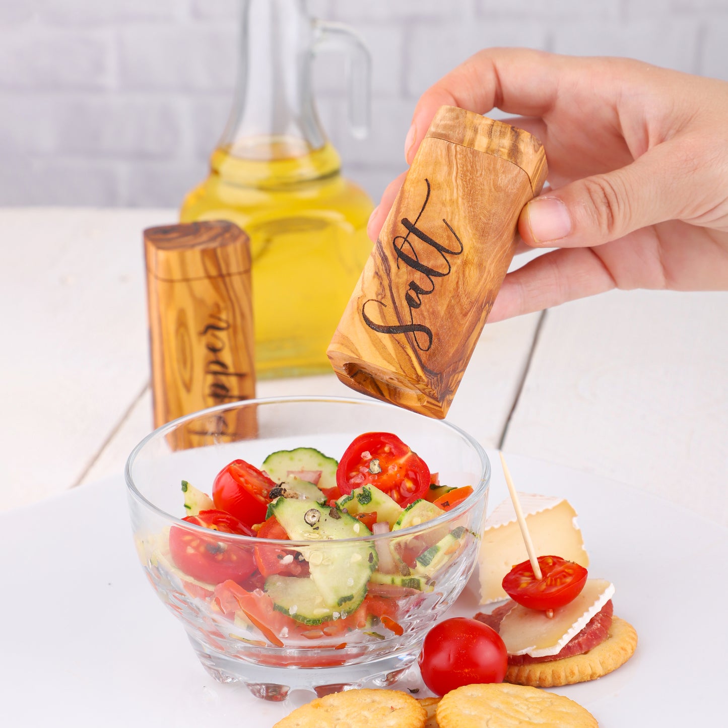 Sada soľničiek a koreničiek z olivového dreva – štýlový rustikálny doplnok – YEVA.sk