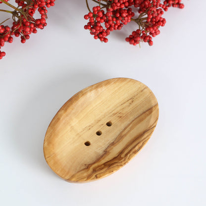 Elegantná drevená mydelnička z olivového dreva – originálny doplnok – YEVA.sk